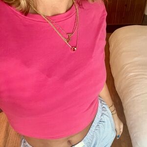 Pink Cropped Tee